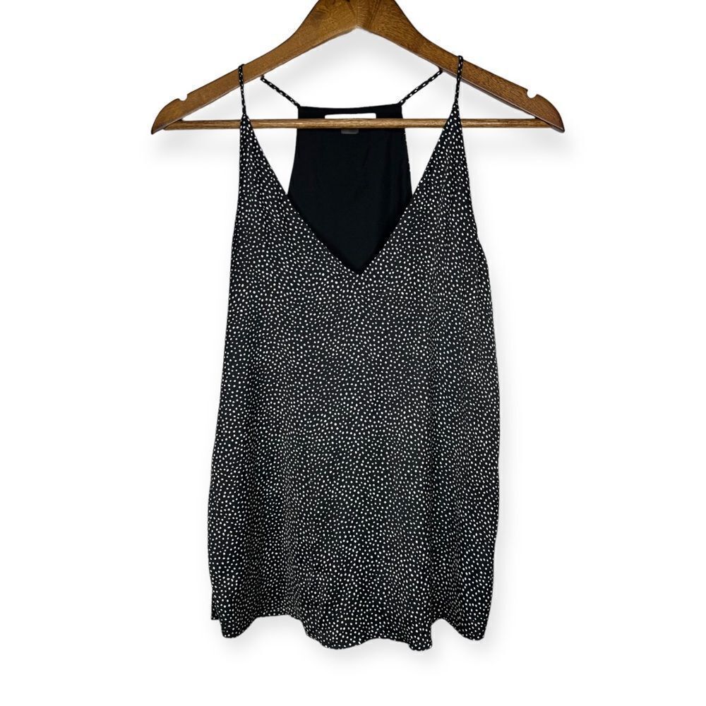 Tart‎ Black & White Abstract Polka Dot Satin Tank Top Cami Size X-Small